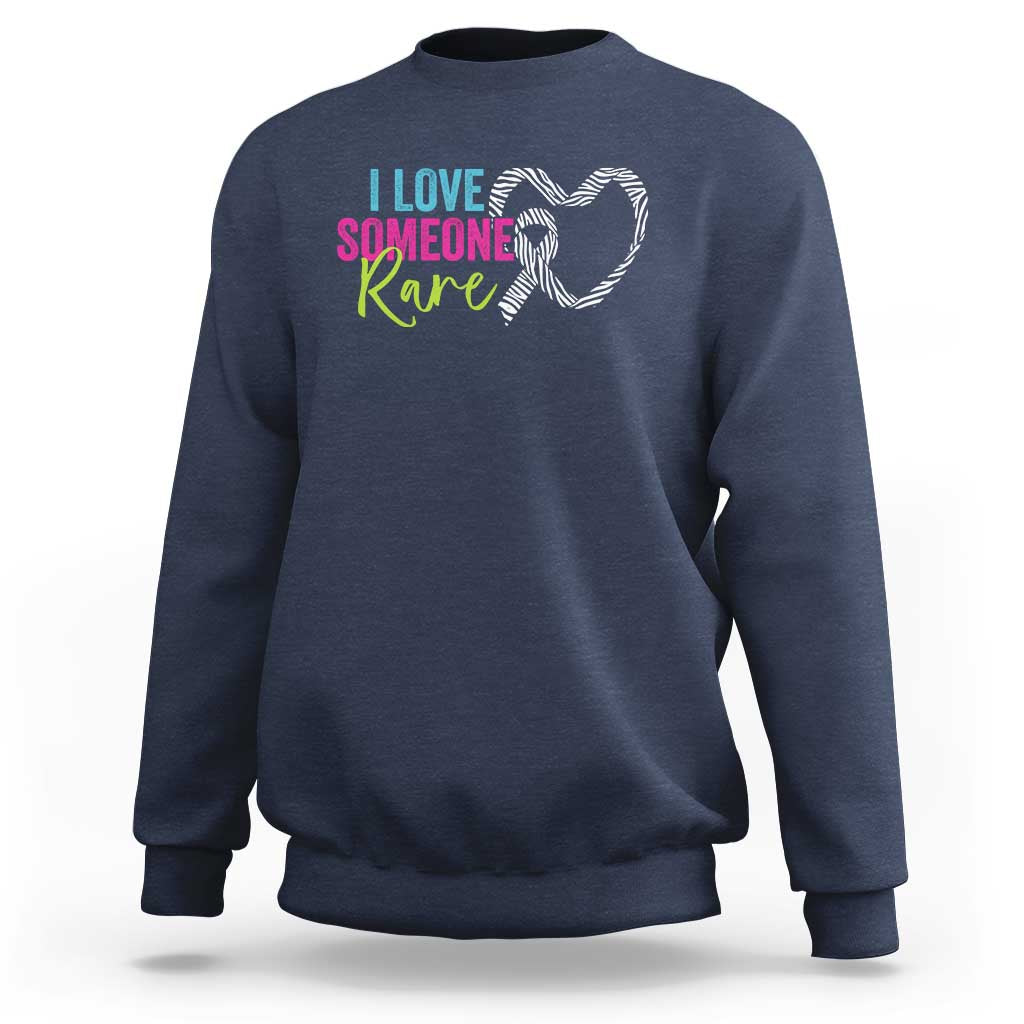 Rare Disease Awareness Sweatshirt I Love Someone Rare Zebra Ribbon