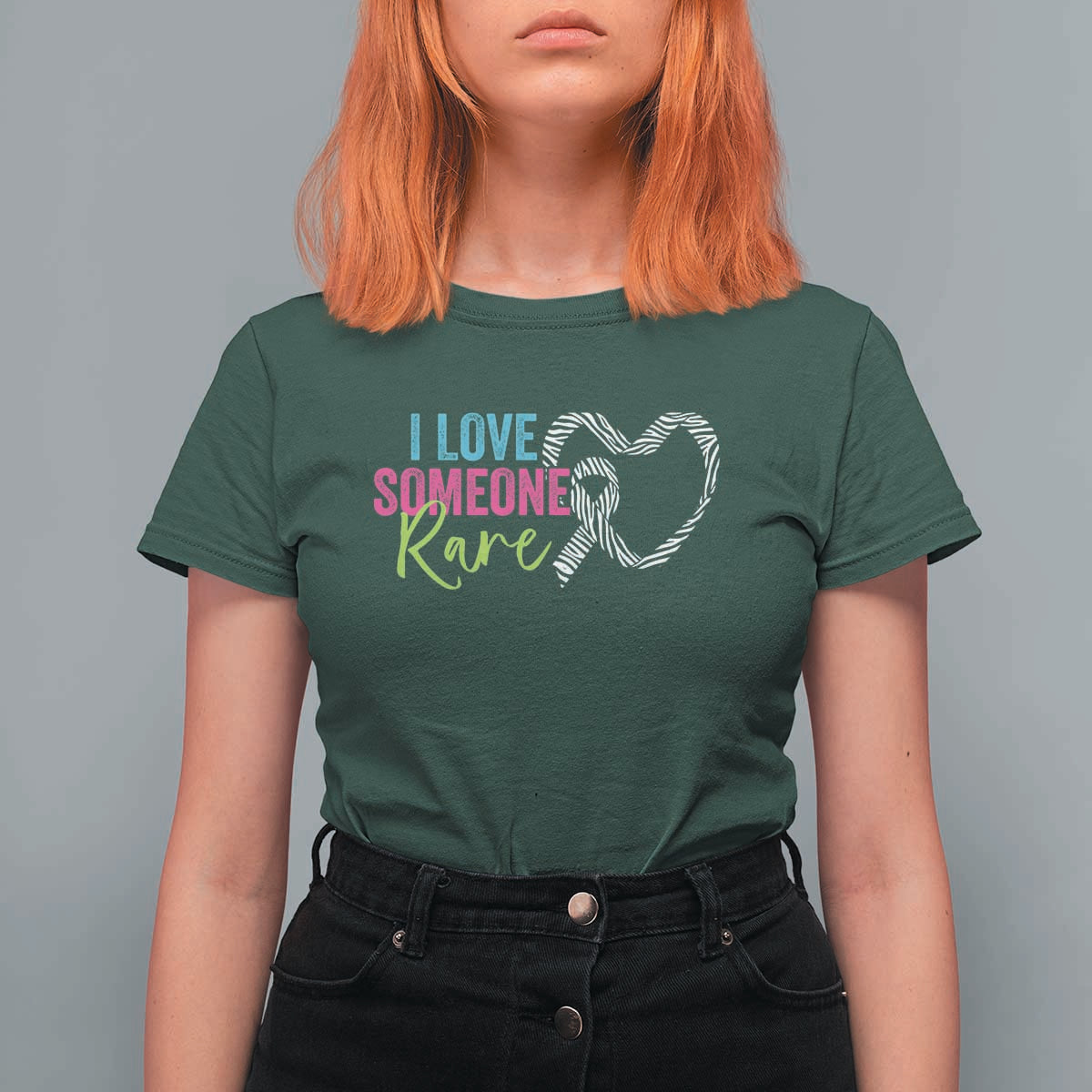 Rare Disease Awareness T Shirt For Women I Love Someone Rare Zebra Ribbon