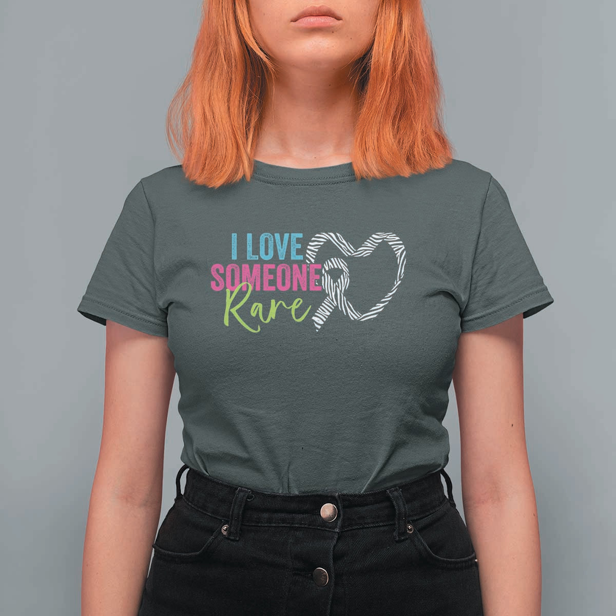 Rare Disease Awareness T Shirt For Women I Love Someone Rare Zebra Ribbon