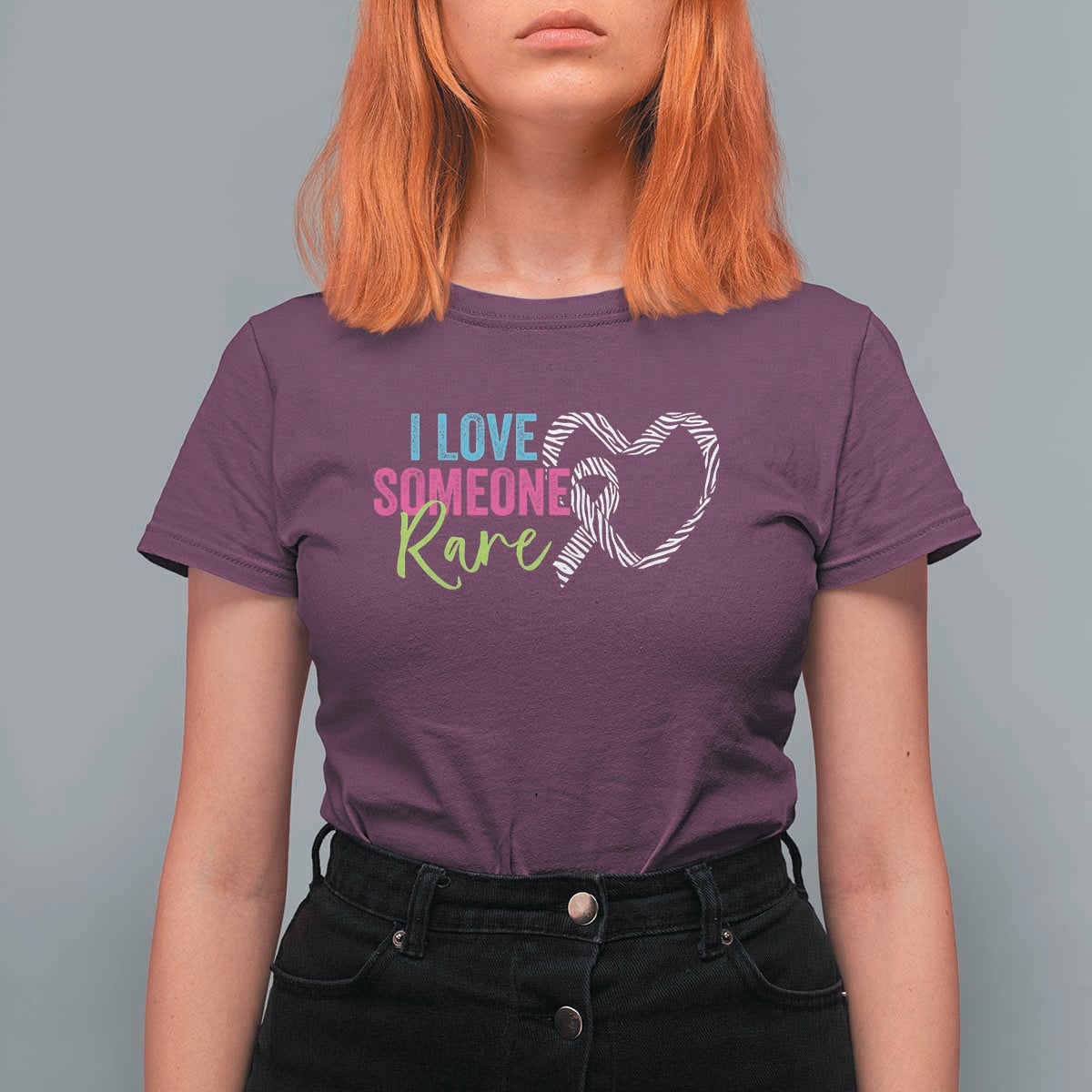Rare Disease Awareness T Shirt For Women I Love Someone Rare Zebra Ribbon