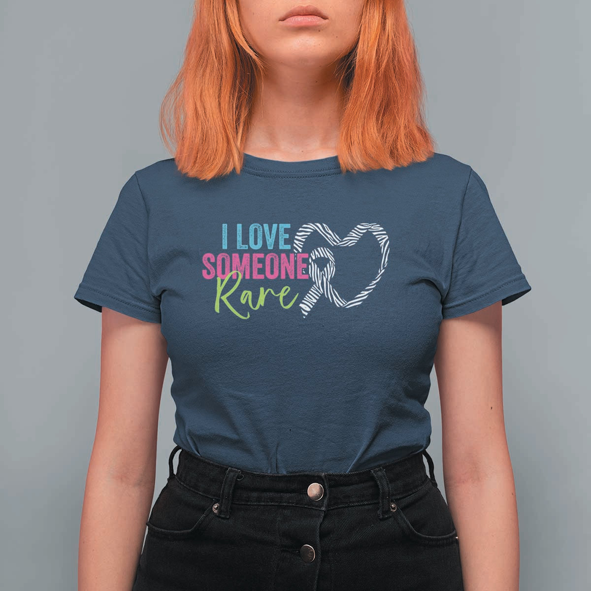 Rare Disease Awareness T Shirt For Women I Love Someone Rare Zebra Ribbon