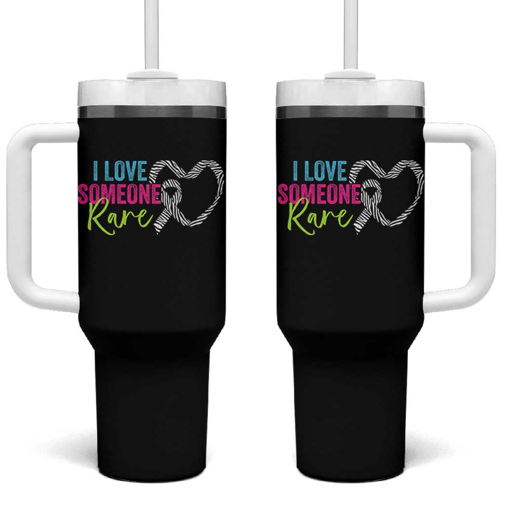 Rare Disease Awareness Tumbler With Handle I Love Someone Rare Zebra Ribbon