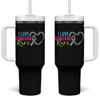 Rare Disease Awareness Tumbler With Handle I Love Someone Rare Zebra Ribbon