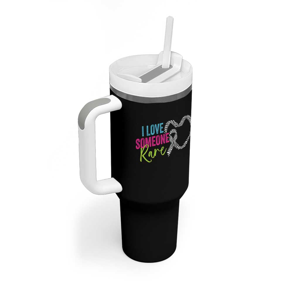 Rare Disease Awareness Tumbler With Handle I Love Someone Rare Zebra Ribbon