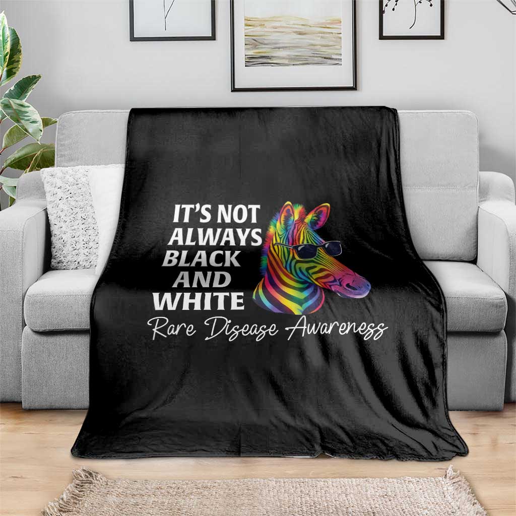 Rare Disease Awareness Throw Blanket It Is Not Always Black And White Colorful Zebra