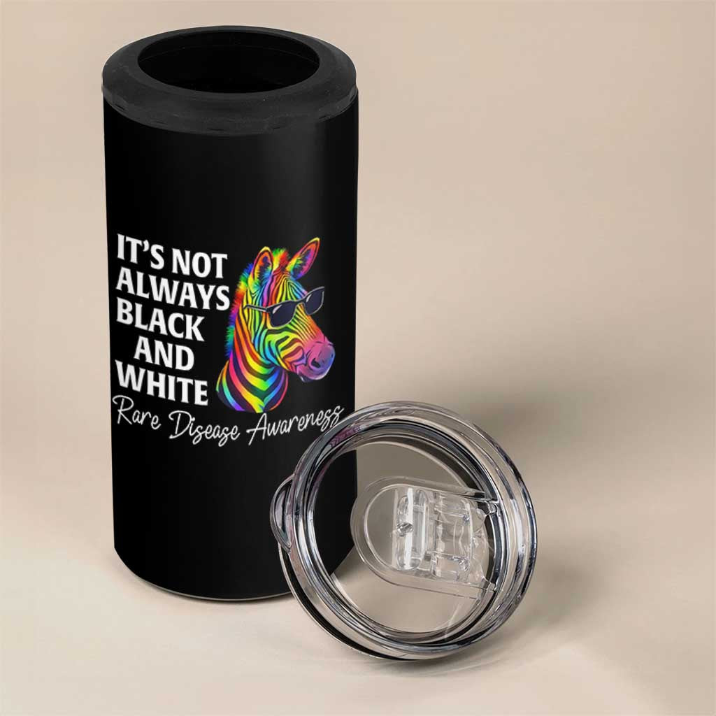 Rare Disease Awareness 4 in 1 Can Cooler Tumbler It Is Not Always Black And White Colorful Zebra