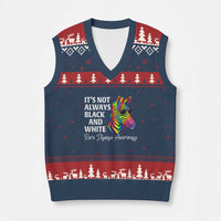 Rare Disease Awareness V-Neck Knit Sweater Vest It Is Not Always Black And White Colorful Zebra