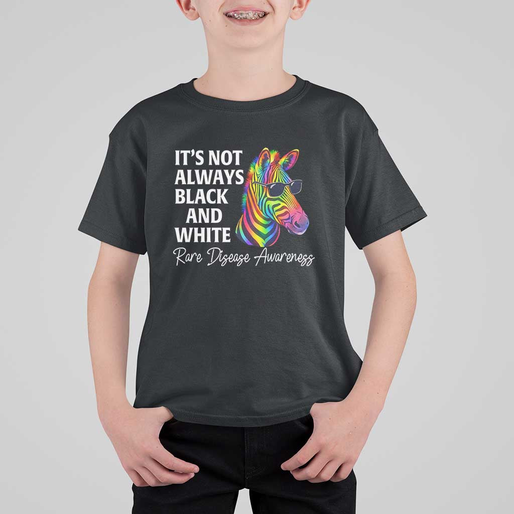 Rare Disease Awareness T Shirt For Kid It Is Not Always Black And White Colorful Zebra