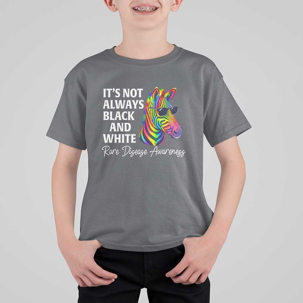 Rare Disease Awareness T Shirt For Kid It Is Not Always Black And White Colorful Zebra
