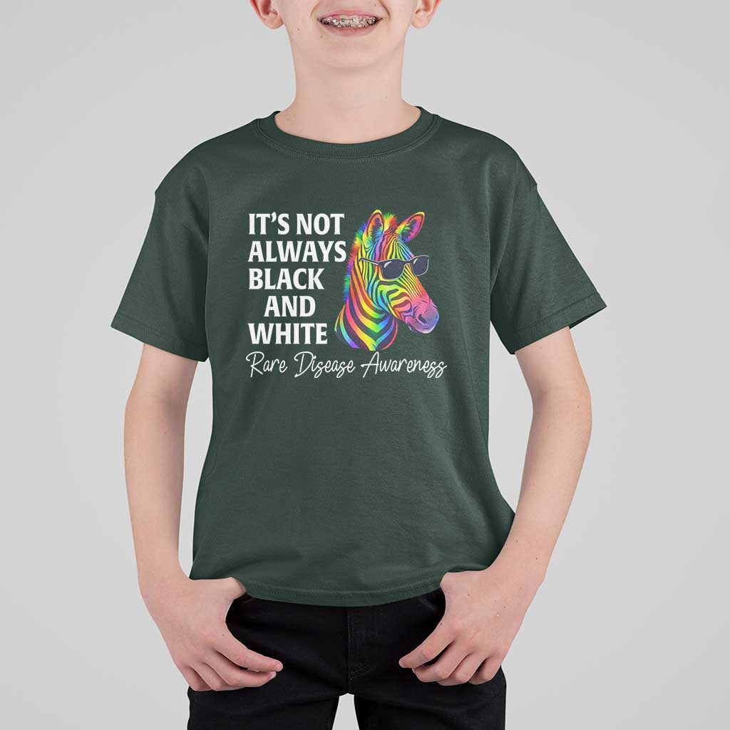 Rare Disease Awareness T Shirt For Kid It Is Not Always Black And White Colorful Zebra
