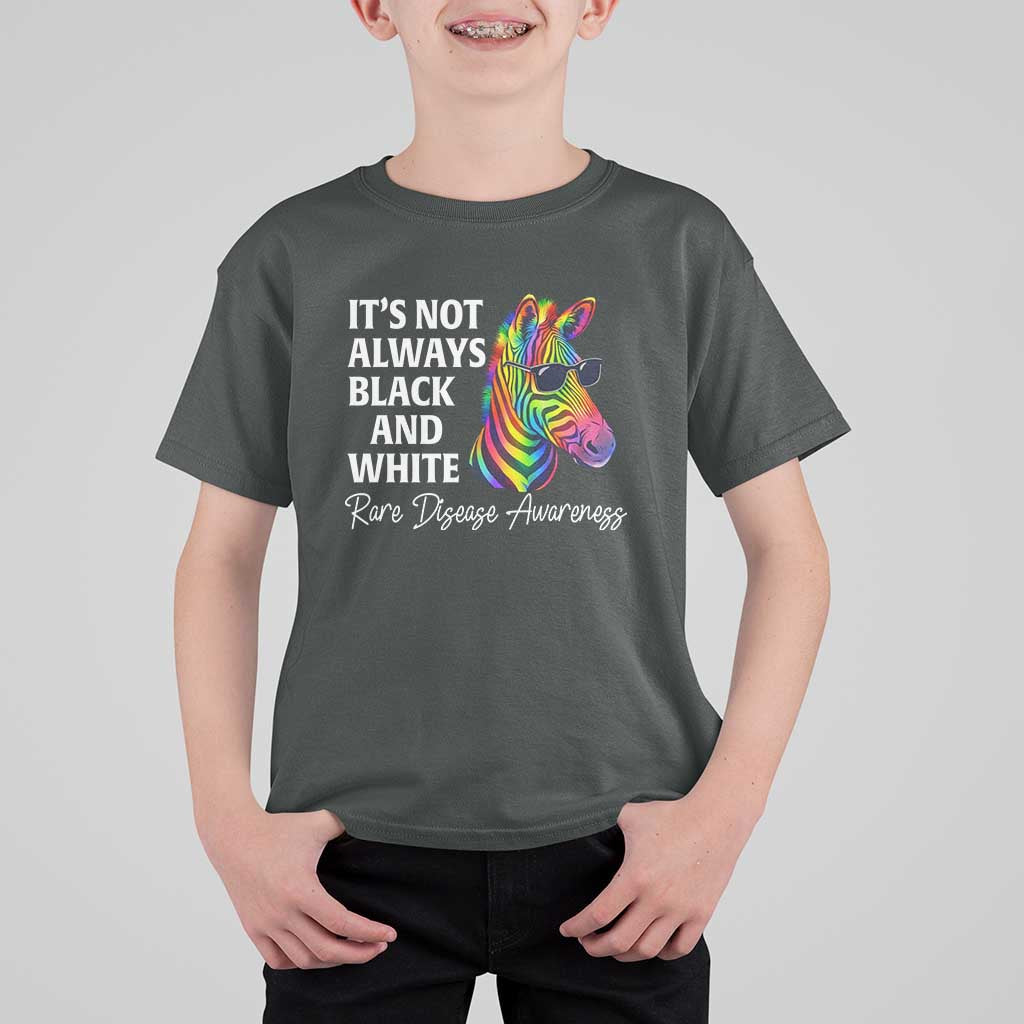 Rare Disease Awareness T Shirt For Kid It Is Not Always Black And White Colorful Zebra