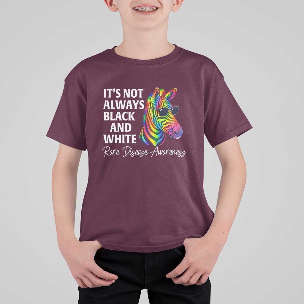 Rare Disease Awareness T Shirt For Kid It Is Not Always Black And White Colorful Zebra