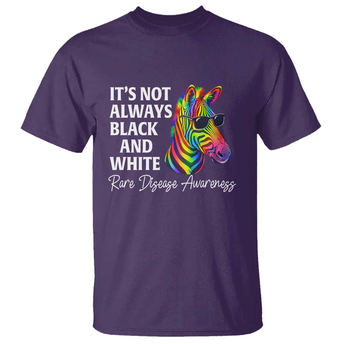 Rare Disease Awareness T Shirt It Is Not Always Black And White Colorful Zebra