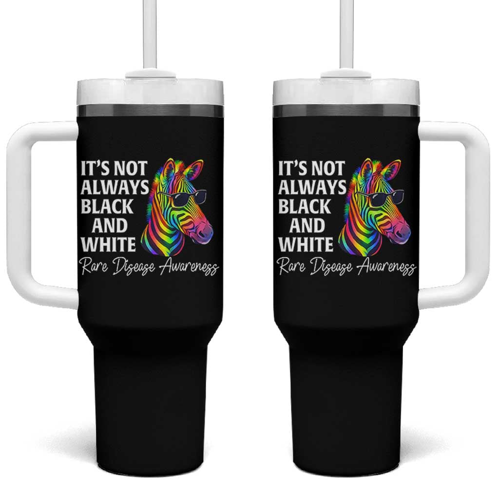 Rare Disease Awareness Tumbler With Handle It Is Not Always Black And White Colorful Zebra
