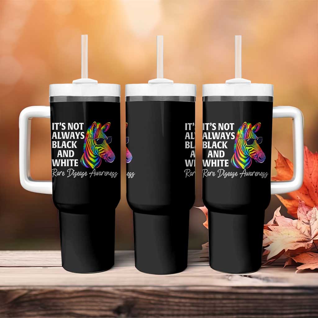 Rare Disease Awareness Tumbler With Handle It Is Not Always Black And White Colorful Zebra