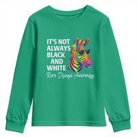 Rare Disease Awareness Youth Sweatshirt It Is Not Always Black And White Colorful Zebra