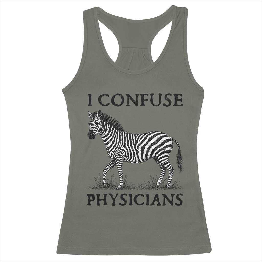 I Confuse Physicians Rare Disease Awareness Racerback Tank Top Funny Zebra