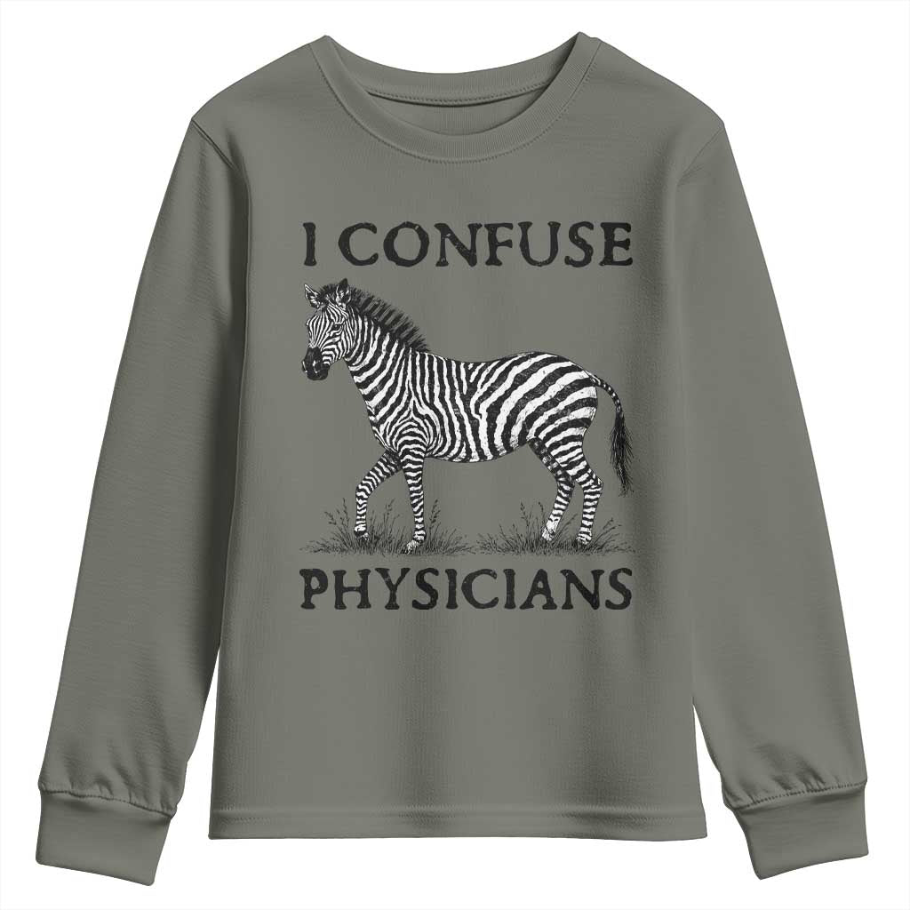 I Confuse Physicians Rare Disease Awareness Youth Sweatshirt Funny Zebra