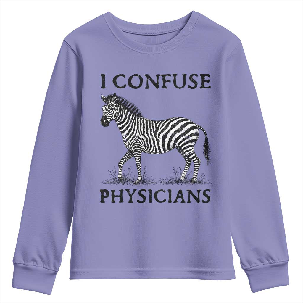 I Confuse Physicians Rare Disease Awareness Youth Sweatshirt Funny Zebra