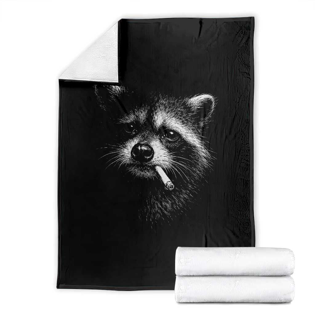 Funny Raccoon Smoking Cigarette Meme Throw Blanket Trash Panda Face Y2K Graphic