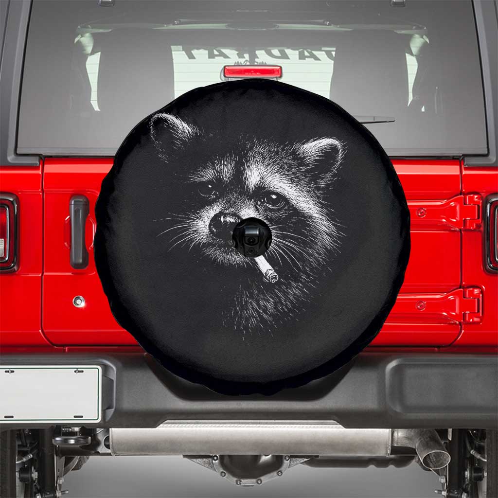 Funny Raccoon Smoking Cigarette Meme Spare Tire Cover Trash Panda Face Y2K Graphic
