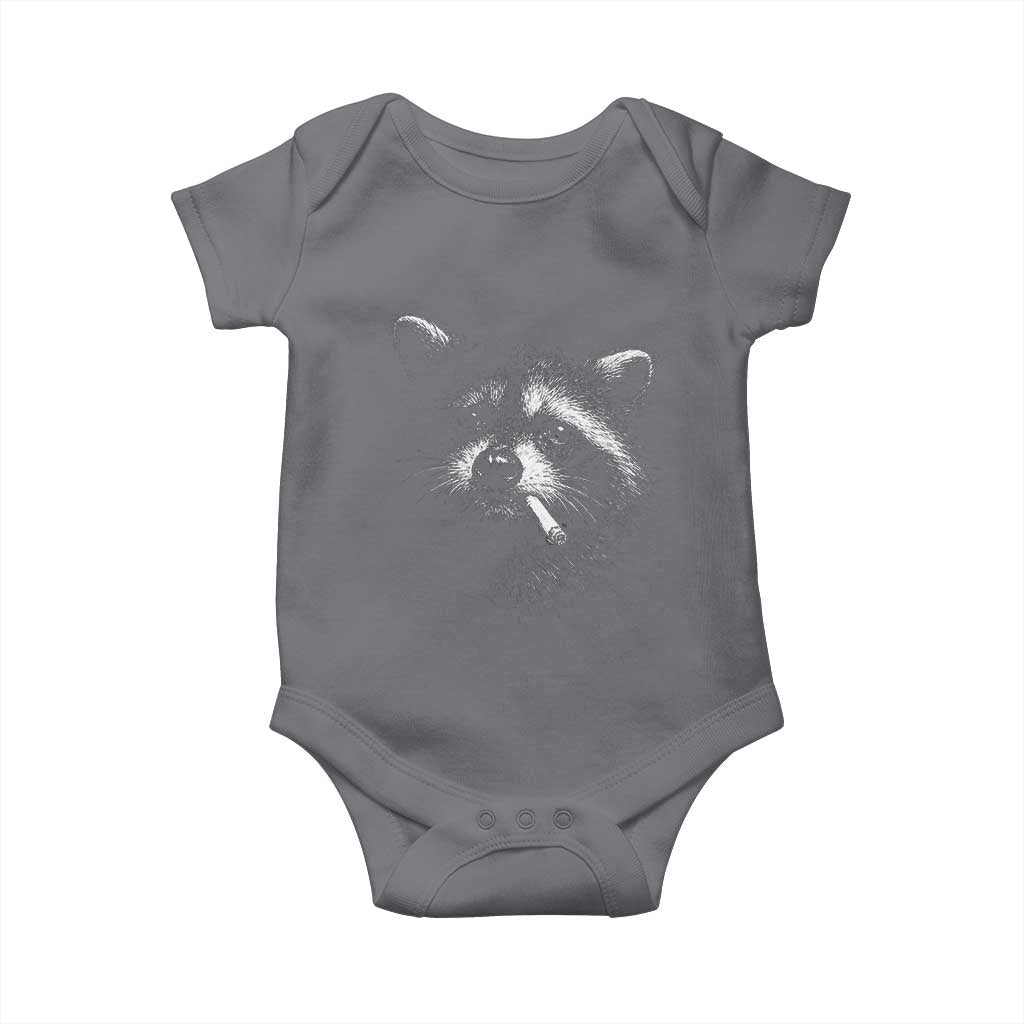 Funny Raccoon Smoking Cigarette Meme Baby Onesie Trash Panda Face Y2K Graphic