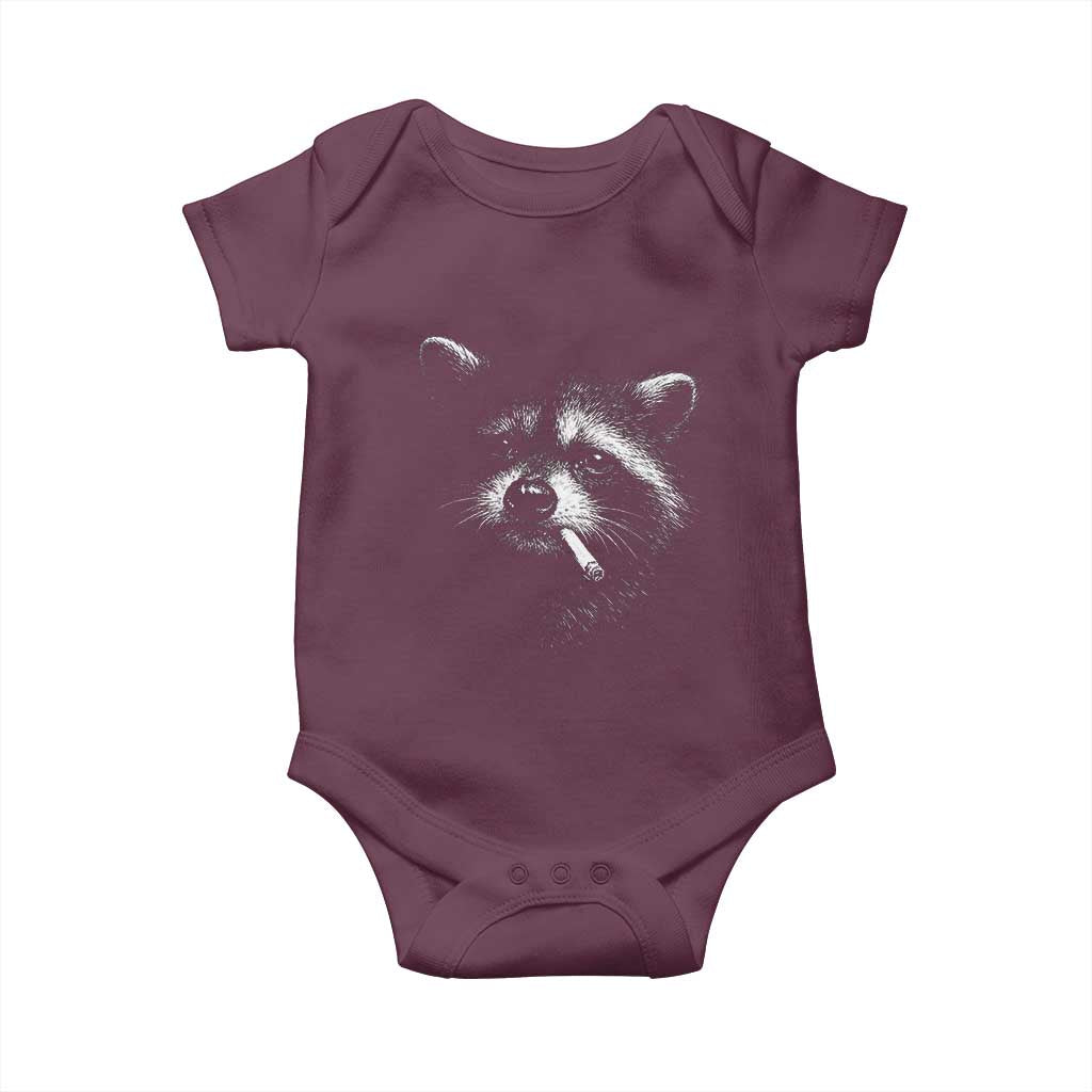 Funny Raccoon Smoking Cigarette Meme Baby Onesie Trash Panda Face Y2K Graphic
