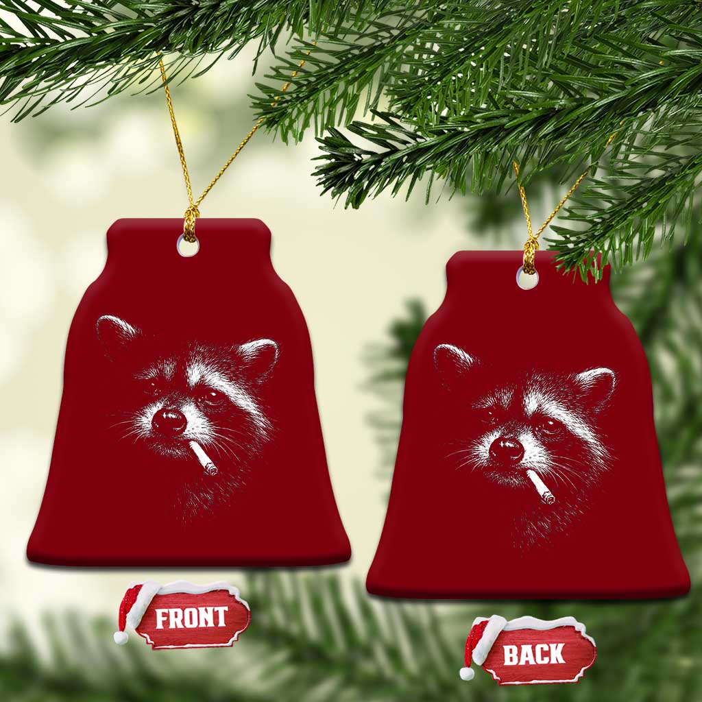 Funny Raccoon Smoking Cigarette Meme Ceramic Ornament Trash Panda Face Y2K Graphic