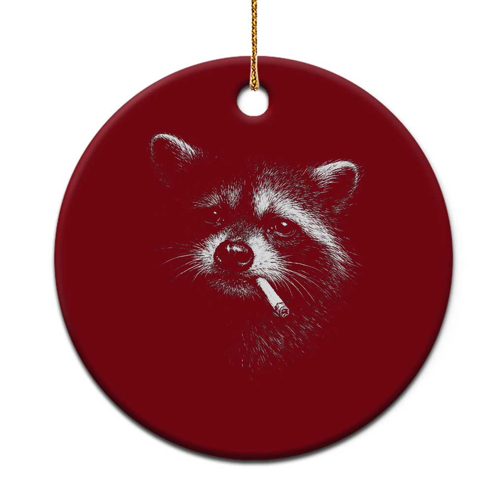 Funny Raccoon Smoking Cigarette Meme Ceramic Ornament Trash Panda Face Y2K Graphic