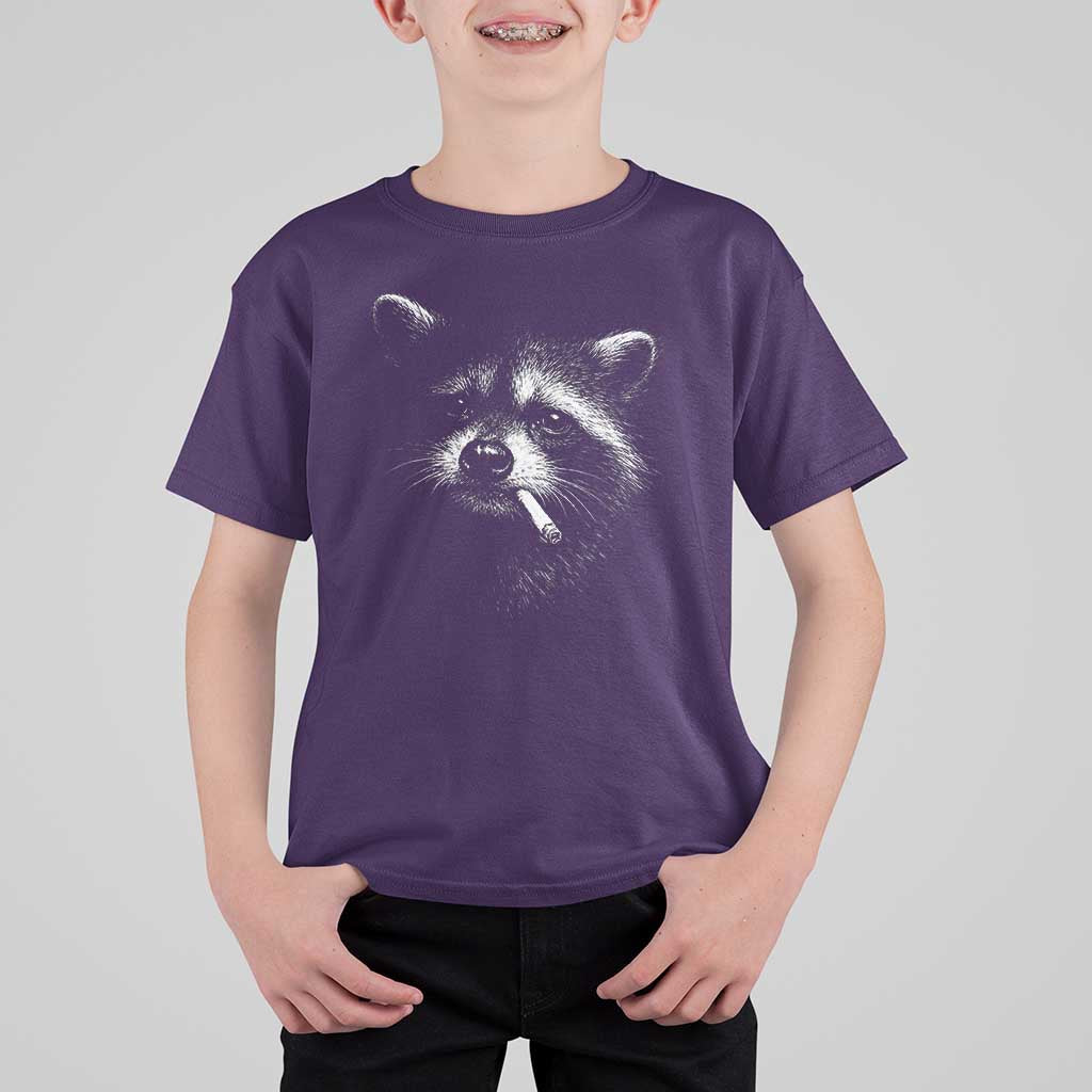 Funny Raccoon Smoking Cigarette Meme T Shirt For Kid Trash Panda Face Y2K Graphic