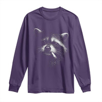Funny Raccoon Smoking Cigarette Meme Long Sleeve Shirt Trash Panda Face Y2K Graphic