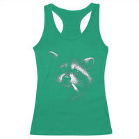 Funny Raccoon Smoking Cigarette Meme Racerback Tank Top Trash Panda Face Y2K Graphic