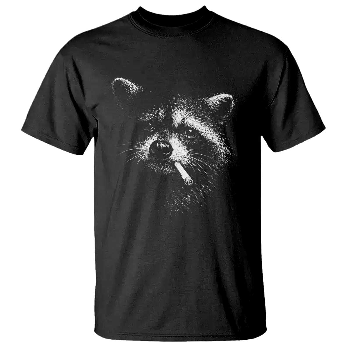 Funny Raccoon Smoking Cigarette Meme T Shirt Trash Panda Face Y2K Graphic