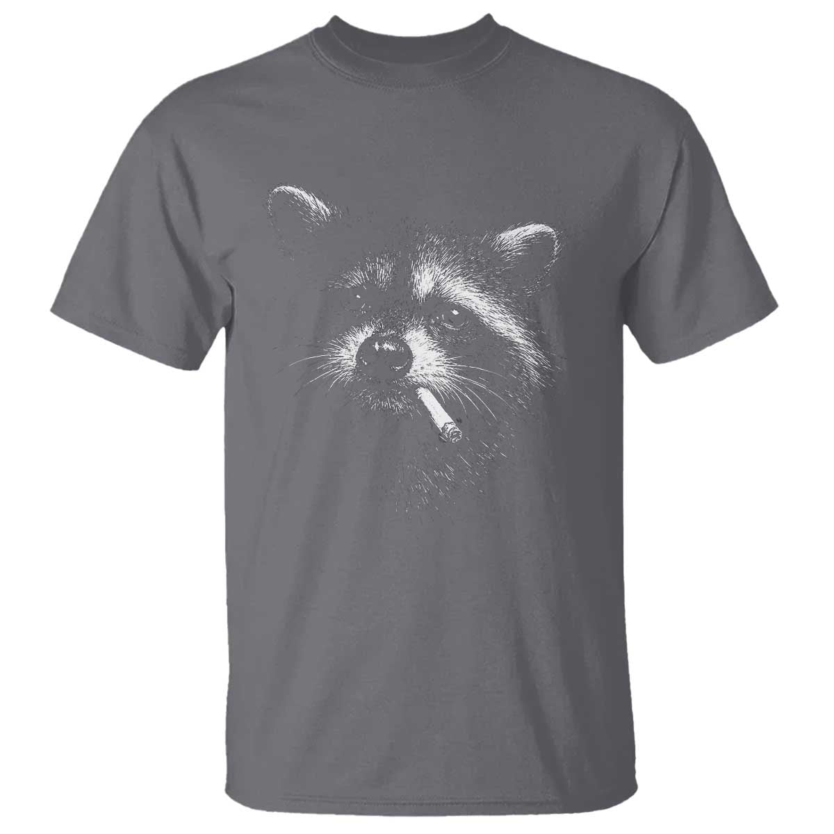 Funny Raccoon Smoking Cigarette Meme T Shirt Trash Panda Face Y2K Graphic