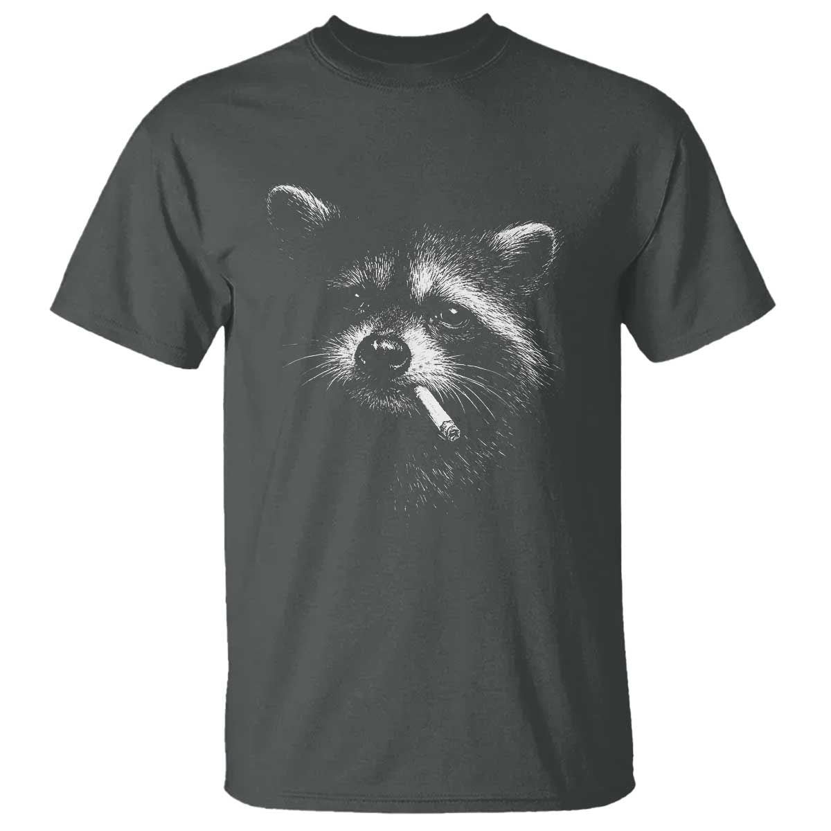 Funny Raccoon Smoking Cigarette Meme T Shirt Trash Panda Face Y2K Graphic