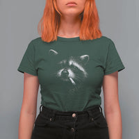 Funny Raccoon Smoking Cigarette Meme T Shirt For Women Trash Panda Face Y2K Graphic