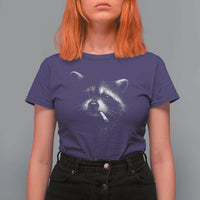 Funny Raccoon Smoking Cigarette Meme T Shirt For Women Trash Panda Face Y2K Graphic