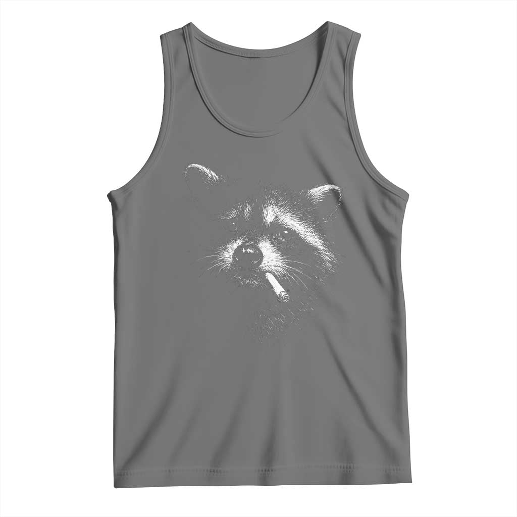 Funny Raccoon Smoking Cigarette Meme Tank Top Trash Panda Face Y2K Graphic