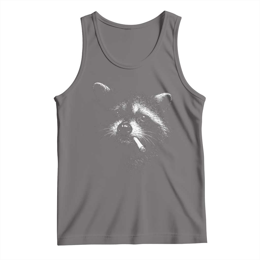 Funny Raccoon Smoking Cigarette Meme Tank Top Trash Panda Face Y2K Graphic