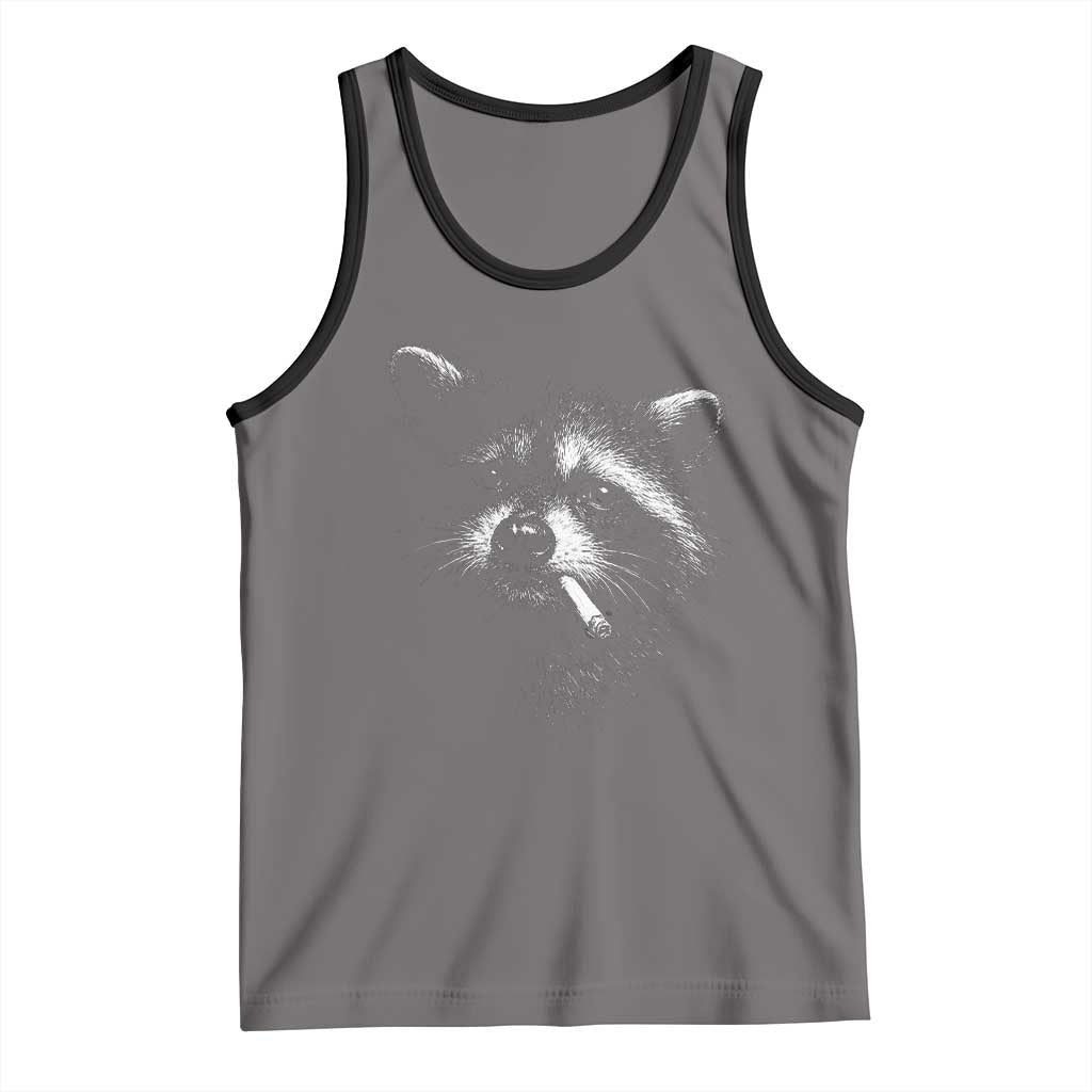 Funny Raccoon Smoking Cigarette Meme Tank Top Trash Panda Face Y2K Graphic
