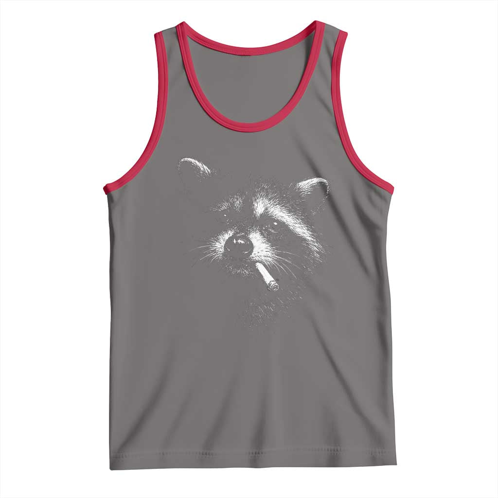 Funny Raccoon Smoking Cigarette Meme Tank Top Trash Panda Face Y2K Graphic