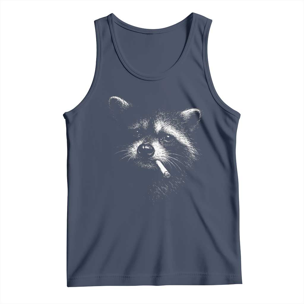 Funny Raccoon Smoking Cigarette Meme Tank Top Trash Panda Face Y2K Graphic