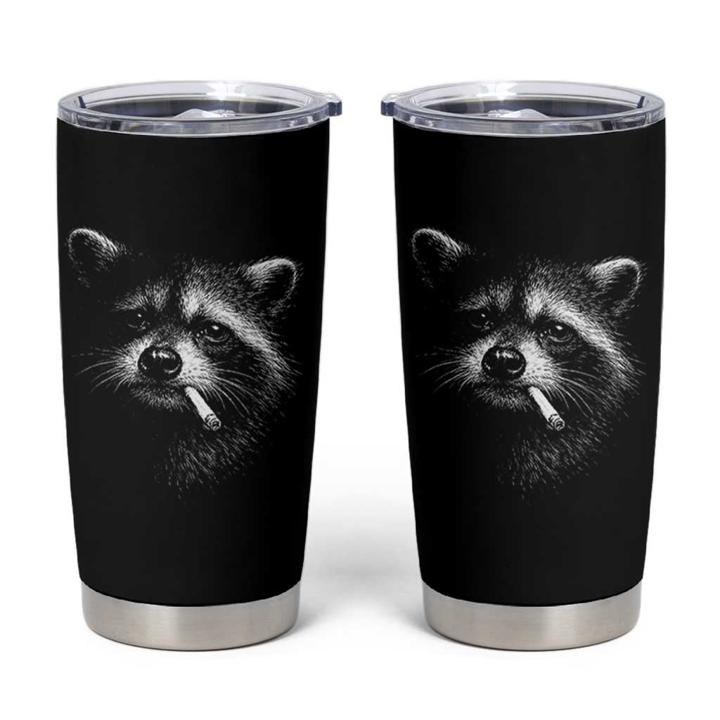 Funny Raccoon Smoking Cigarette Meme Tumbler Cup Trash Panda Face Y2K Graphic