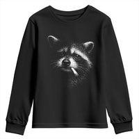 Funny Raccoon Smoking Cigarette Meme Youth Sweatshirt Trash Panda Face Y2K Graphic