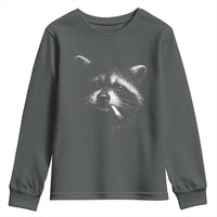 Funny Raccoon Smoking Cigarette Meme Youth Sweatshirt Trash Panda Face Y2K Graphic