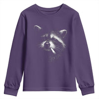 Funny Raccoon Smoking Cigarette Meme Youth Sweatshirt Trash Panda Face Y2K Graphic