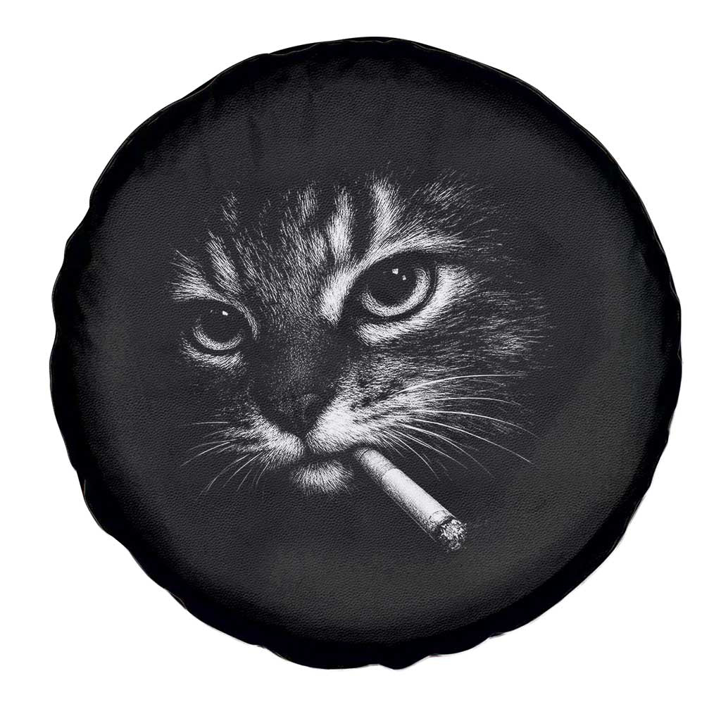 Funny Cat Smoking Cigarette Meme Spare Tire Cover Cat Face Y2K Graphic