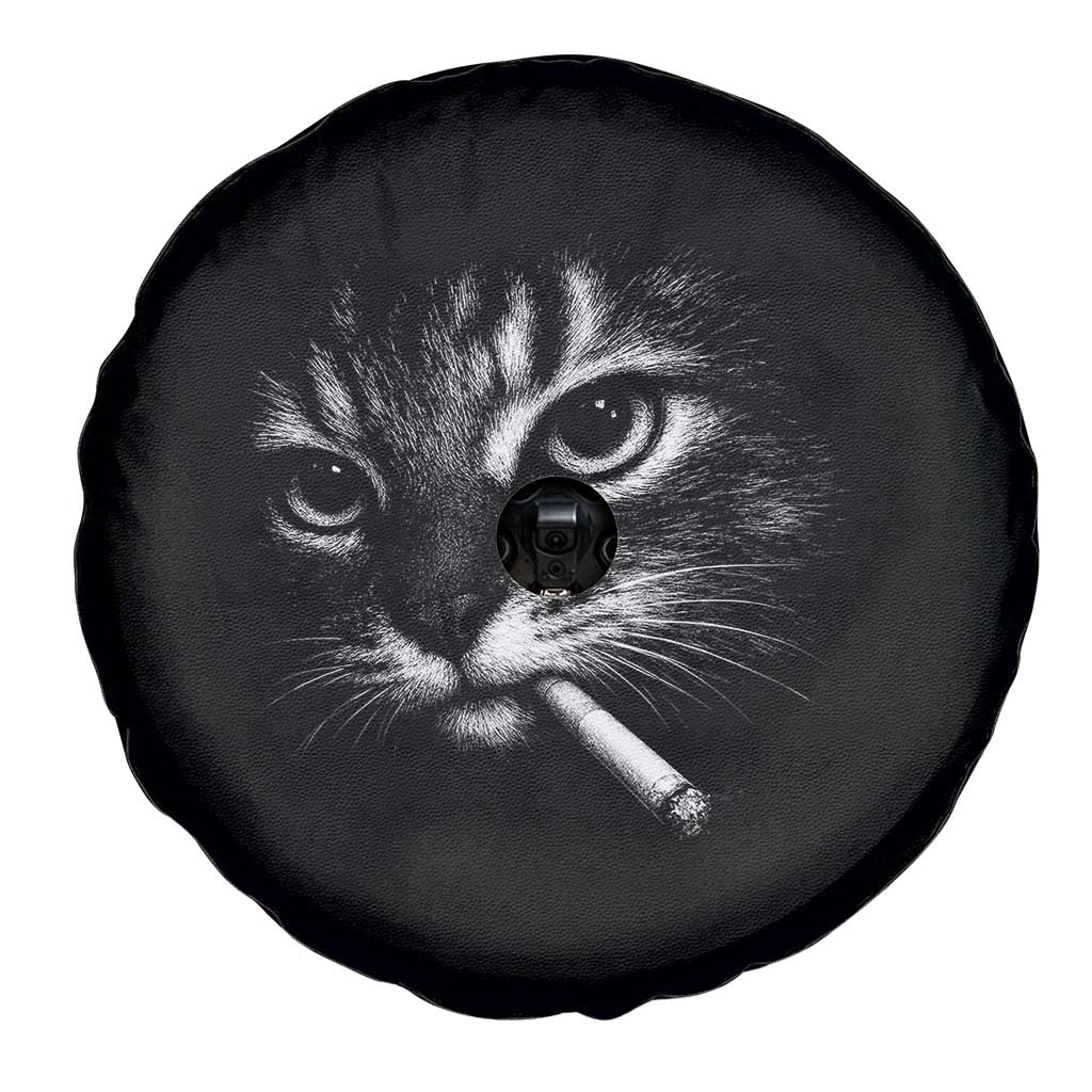 Funny Cat Smoking Cigarette Meme Spare Tire Cover Cat Face Y2K Graphic