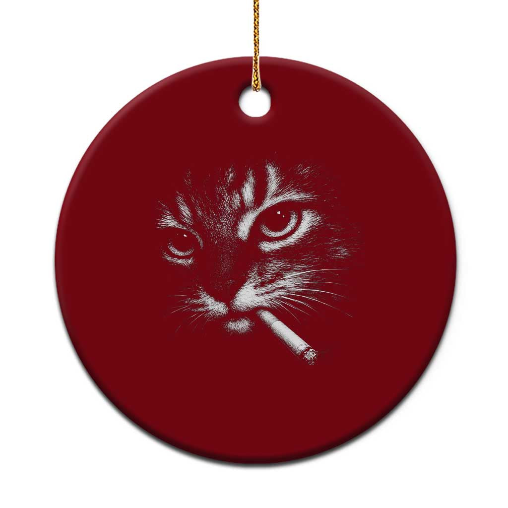 Funny Cat Smoking Cigarette Meme Ceramic Ornament Cat Face Y2K Graphic