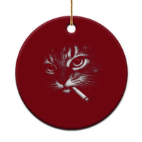Funny Cat Smoking Cigarette Meme Ceramic Ornament Cat Face Y2K Graphic
